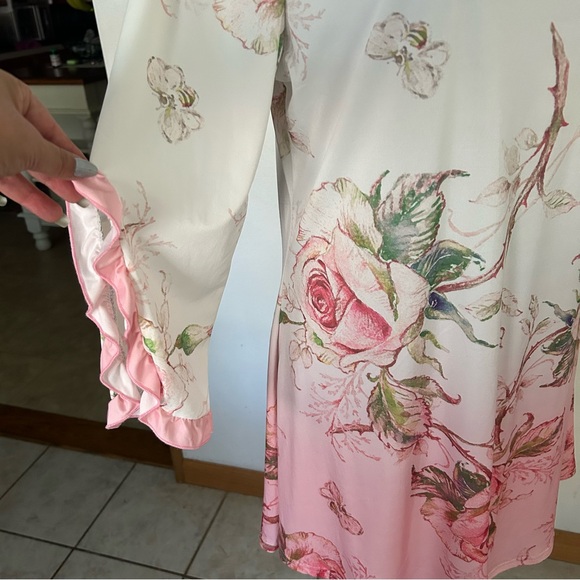 Floral Pink and Cream Tunic Dress, mini dress - Picture 4 of 10